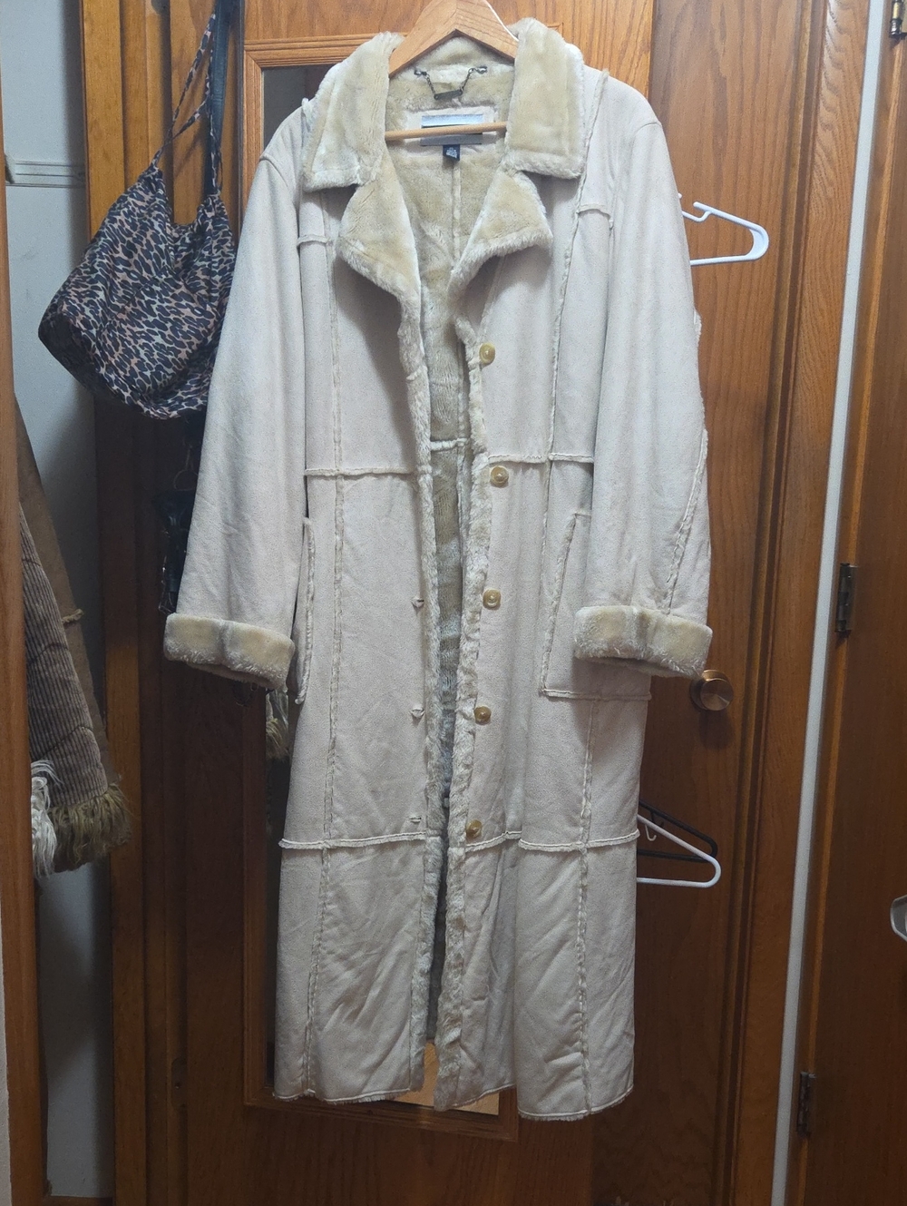 Big Chill Cream Faux Shearling Long Robe Coat